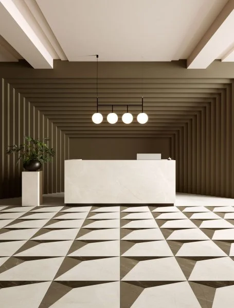 Керамогранит Coliseum Фьямма Уайт Вставка Фрэйм 60х60 (Натуральный и Реттифицированный) в Новокузнецке